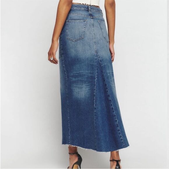 Reformation Tazz Maxi Denim Skirt Hemlock $188 NWT - Picture 4 of 8